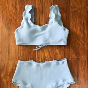 Light blue scalloped bikini